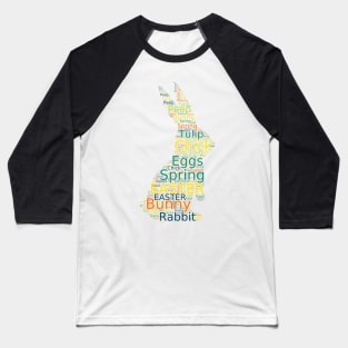 Cute Colorful Bunny Easter Words Baseball T-Shirt